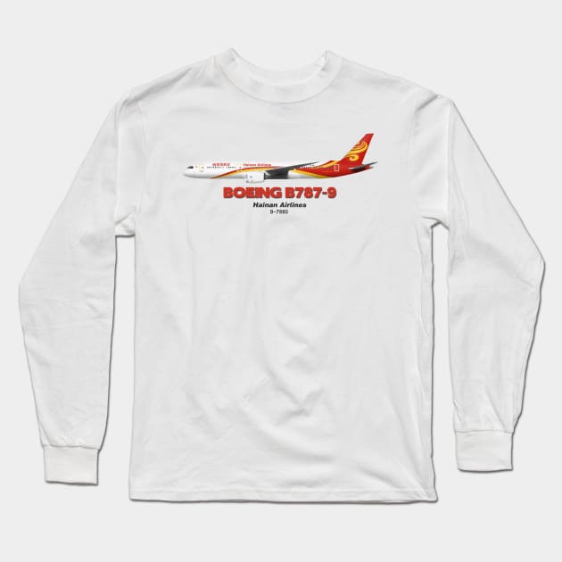 Boeing B787-9 - Hainan Airlines Long Sleeve T-Shirt by TheArtofFlying